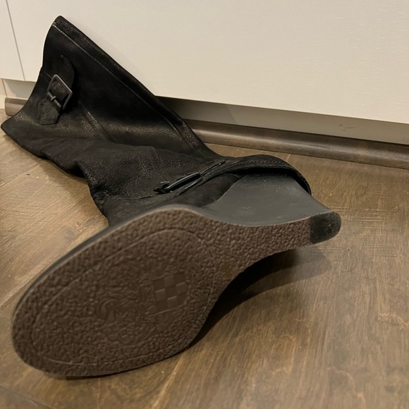 Vince Camuto black wedge leather knee high boots - Picture 5 of 5